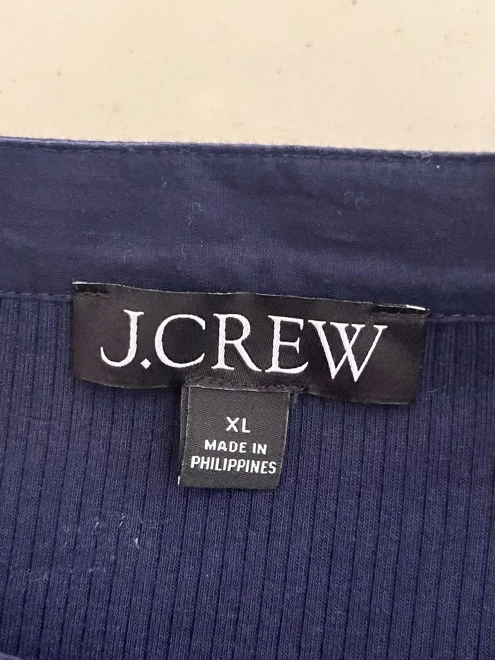 J. Crew Sz XL Navy Blue Perfect Rib Puff-sleeve Henley Shirt